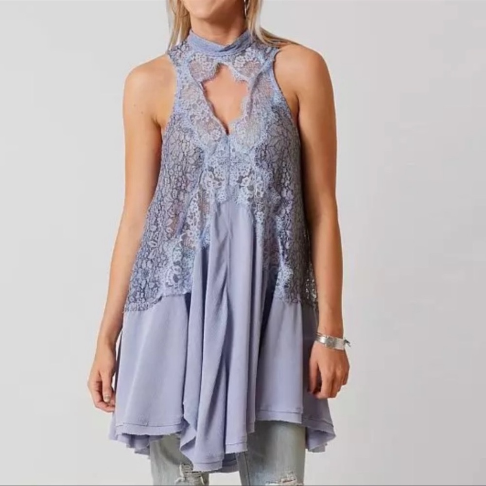Free People Tell Tale Heart Lace Tank Tunic Top
